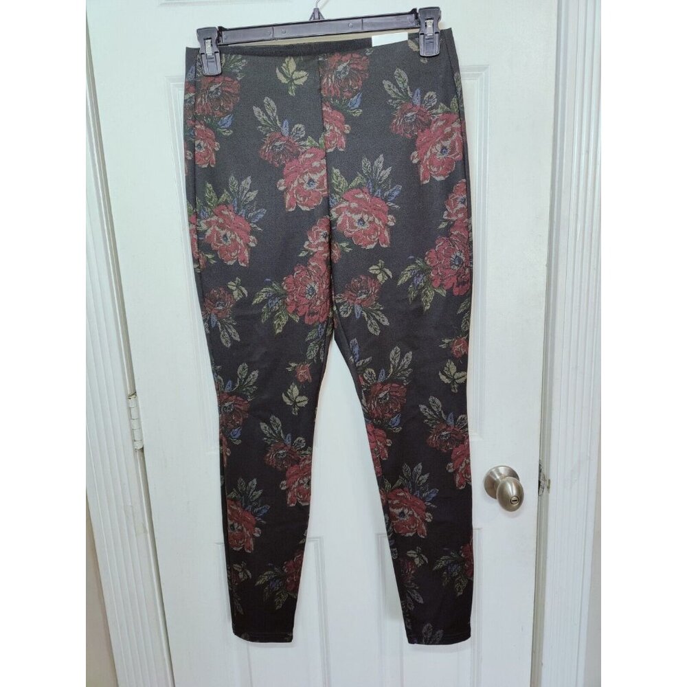 WHBM Black Floral Ponte High-Rise Leggings‎ M NWT 30x28.5